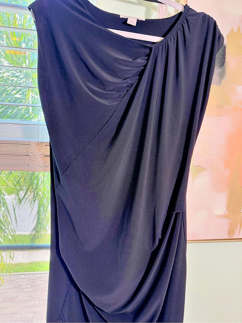 Kenneth Cole New York Draped Black Dress Size Large Like New